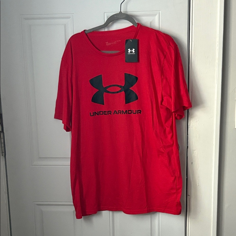 Under Armour Men's Vibrant Red Tee with Black Logo